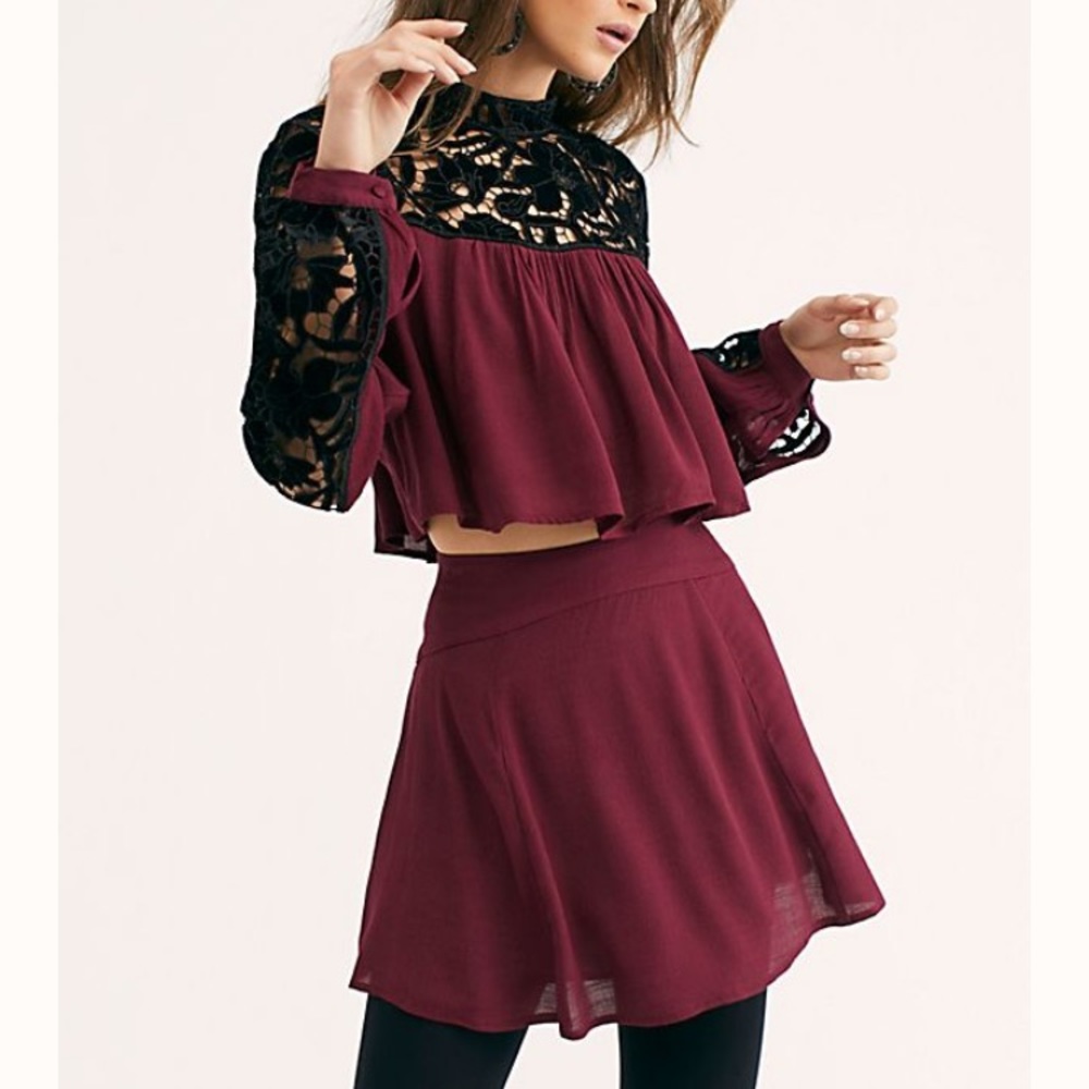 Free People Two Hearts embroidered set.